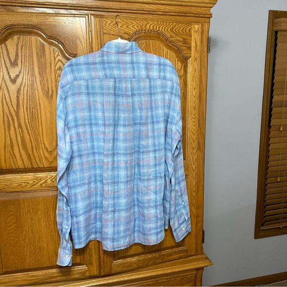 Peter Millar Summer Sky Crystal Beach Linen Sport Shirt Button Down Mens Large - Picture 10 of 16